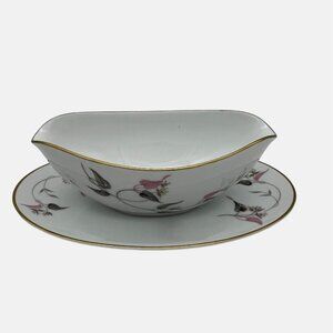 Vintage Noritake Arden Gravy Boat w/ Attached Underplate Japan 5603 MCM